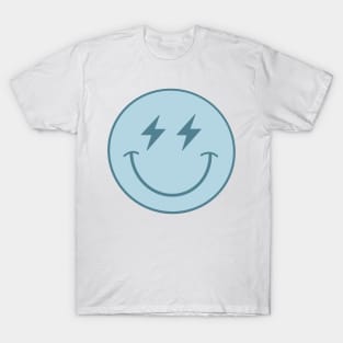 Blue lightning bolt smiley face T-Shirt